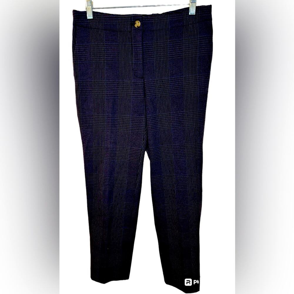 J Jill stretch knit brown and blue glen plaid pants. Size 6